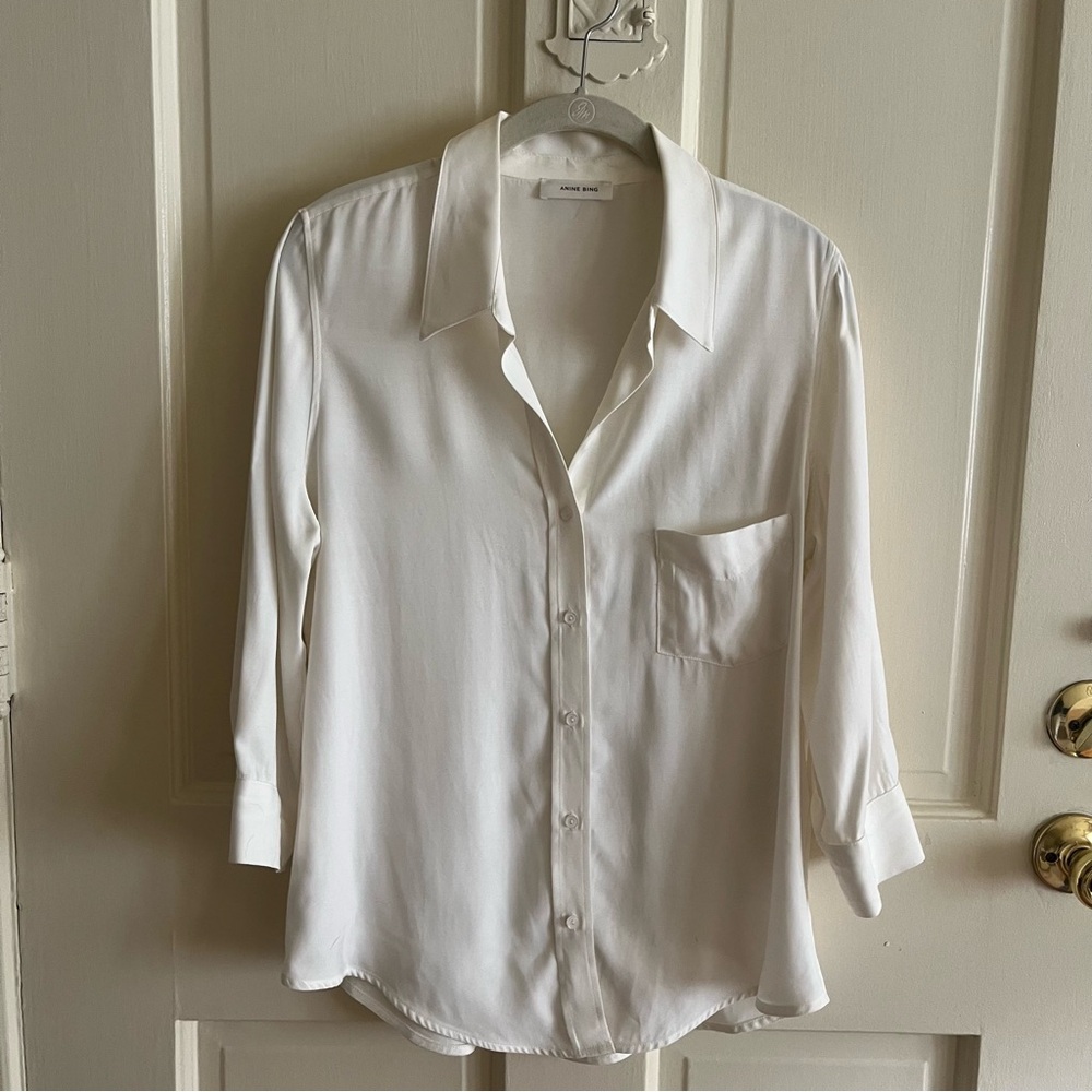 Anine Bing Cream Collared Shirt